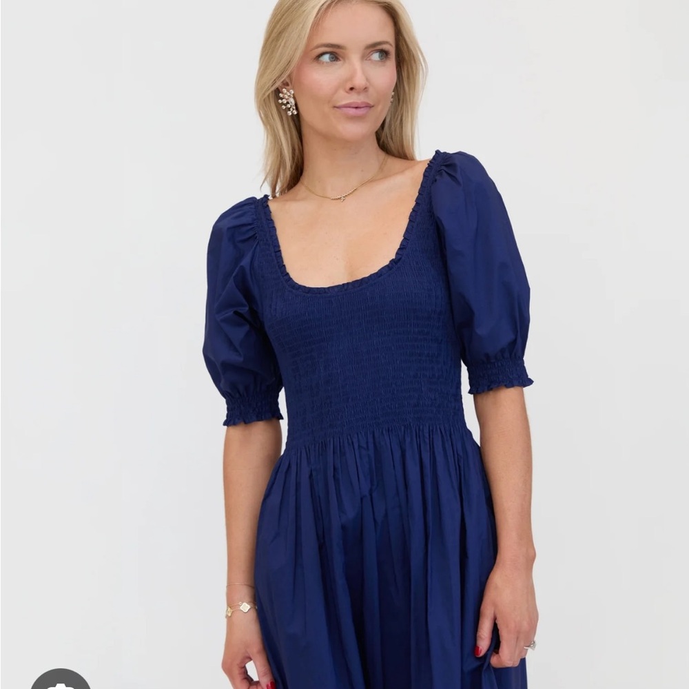 Hill House Louisa Nap Dress in Navy Cotton L NWT